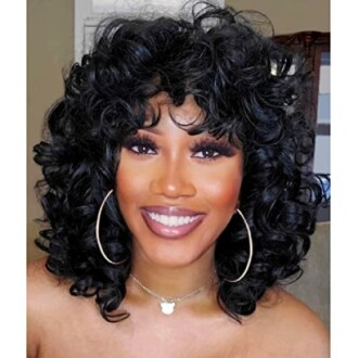 Andromeda Short Afro Kinky Curly Wig with Bangs for Black Women Review