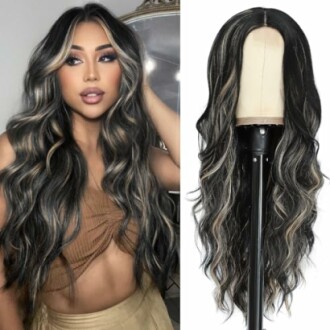 NAYOO Long Black Mixed Blonde Wavy Wig Review: Premium Synthetic Fiber Wig for Stylish Look